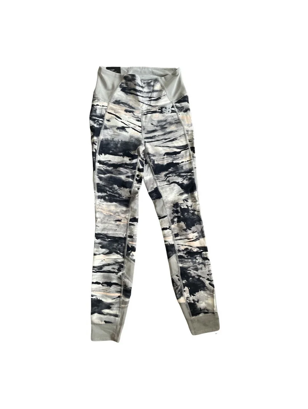 New Balance Womens Evolve 7/8 Leggings Black Camouflage High Rise Stretch XS New